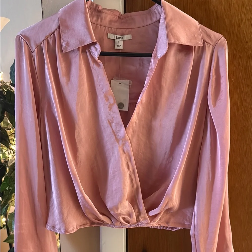 Bar III Women's Pink Satin Blouse 🎃 - Picture 1 of 6